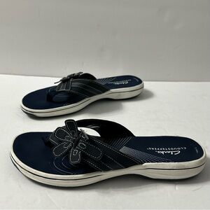 Clarks Cloudsteppers Womens Sandals Comfort Walking Dark Blue Flower Resort 8